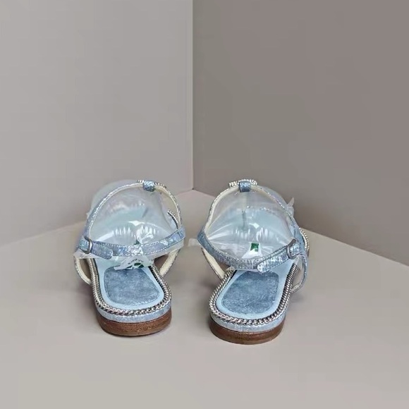 ❌sold❌🚩steal authentic CHANEL Light Blue Sandals with Silver Accents - Picture 3 of 6